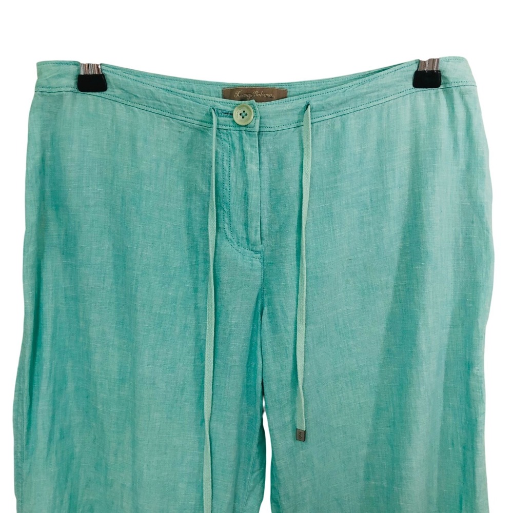 Tommy Bahama Aqua 100% Linen Pants Coastal Minimalist Drawstring Straight Size 2 - Picture 2 of 10